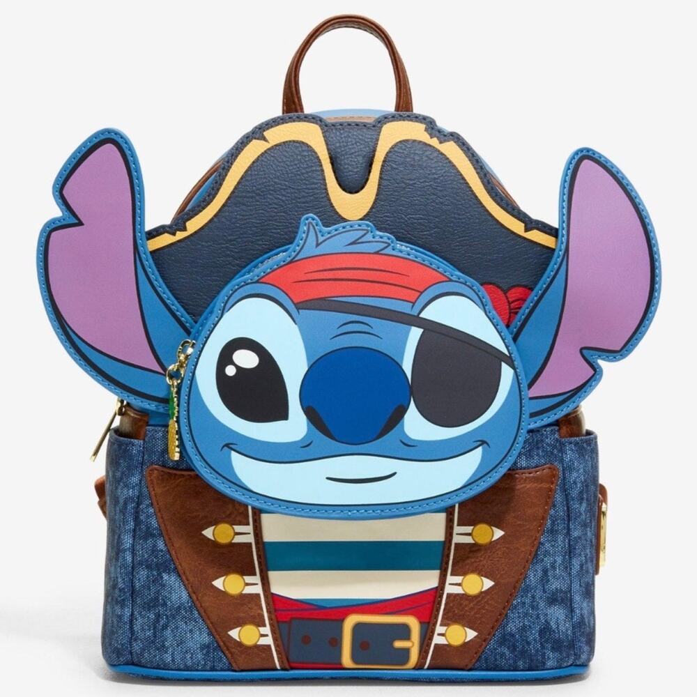 Loungerfly Lilo & Stitch Pirate Stitch Figural Mini Backpack NWT